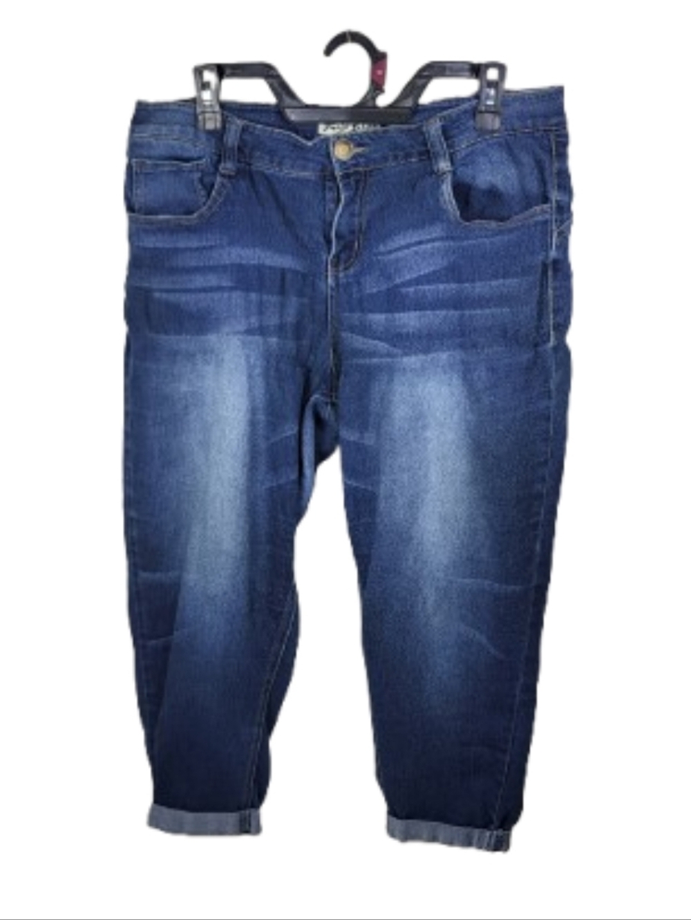 Paris Blue Dark Wash Stretch Denim Capri Blue Jeans Sz 16